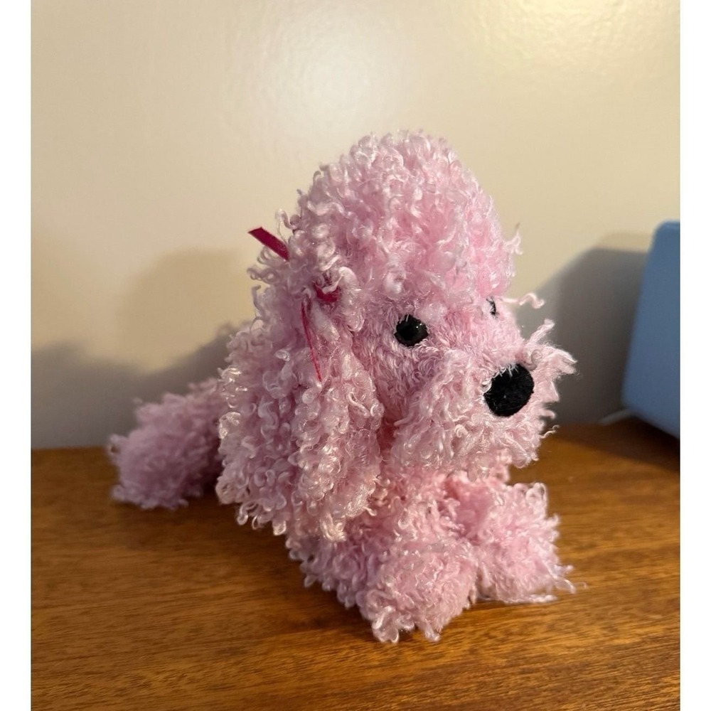 Vintage Douglas Plush Dog Pink Poodle Curly Hair Mint Original Tush Tag